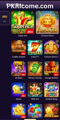 Haha77 game slot games list featuring Super Ace, Fortune Gems